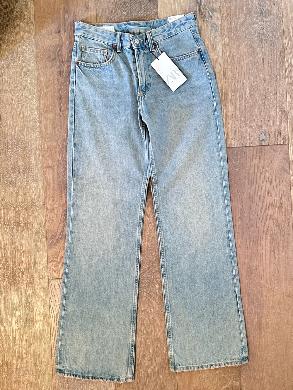 Zara Light Blue Straight-Wide Leg Women's Jeans